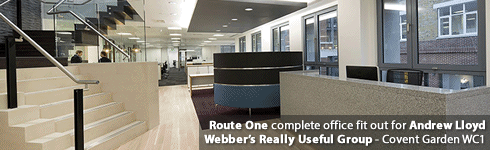 Route One complete office fit out for Andrew Lloyd Webber's Really Useful Group - Covent Garden WC1